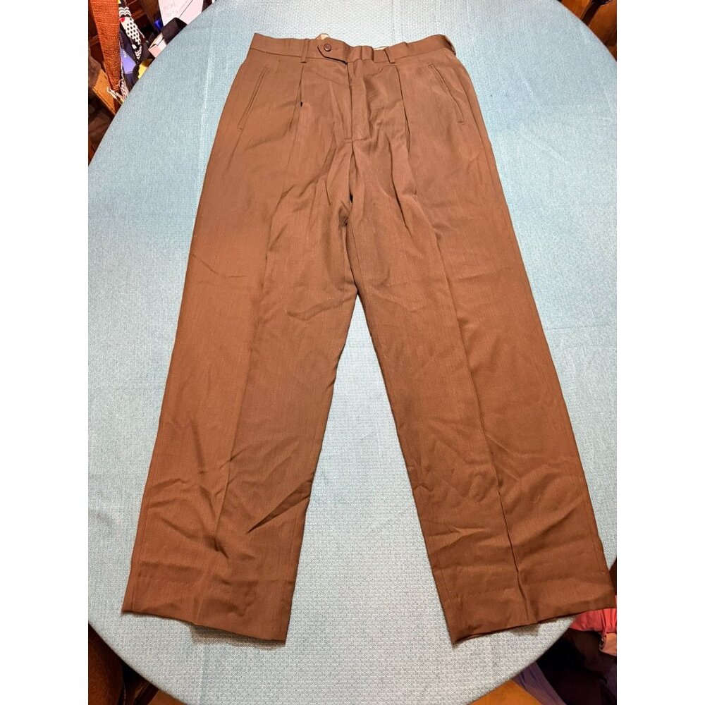 Roberto Villini Mens Brown Wool Dress Pants 34x36 Classic Fit Flat Front